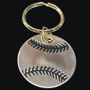 Gold Tone Baseball Keychain